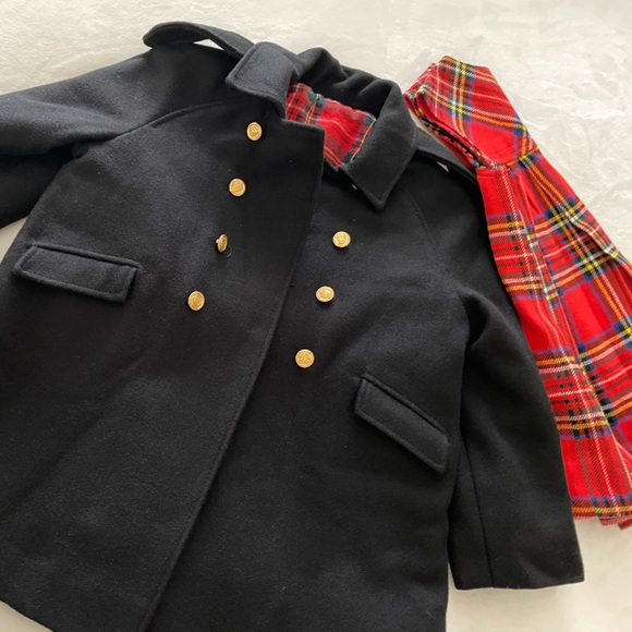 Girls vintage FW Fisher black Coat and red plaid Dress size 4 - Picture 4 of 8